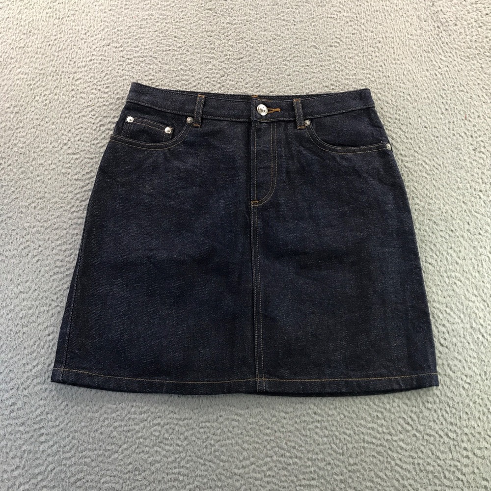A.P.C. Straight Indigo Raw Japanese Selvedge Denim Skirt 36 Dark Blue Cotton
